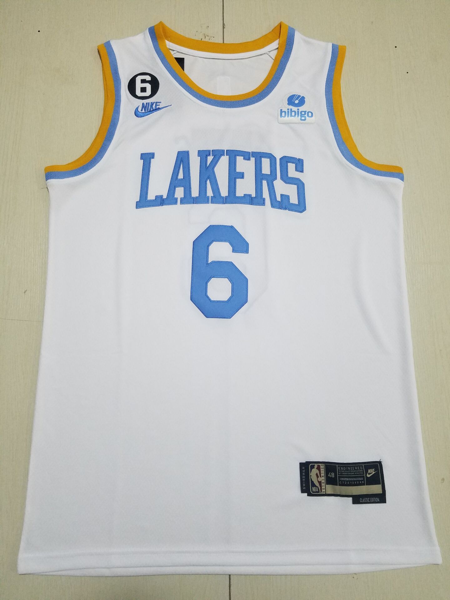 Men Los Angeles Lakers #6 LeBron James White Throwback 2022 Nike NBA Jerseys->memphis grizzlies->NBA Jersey